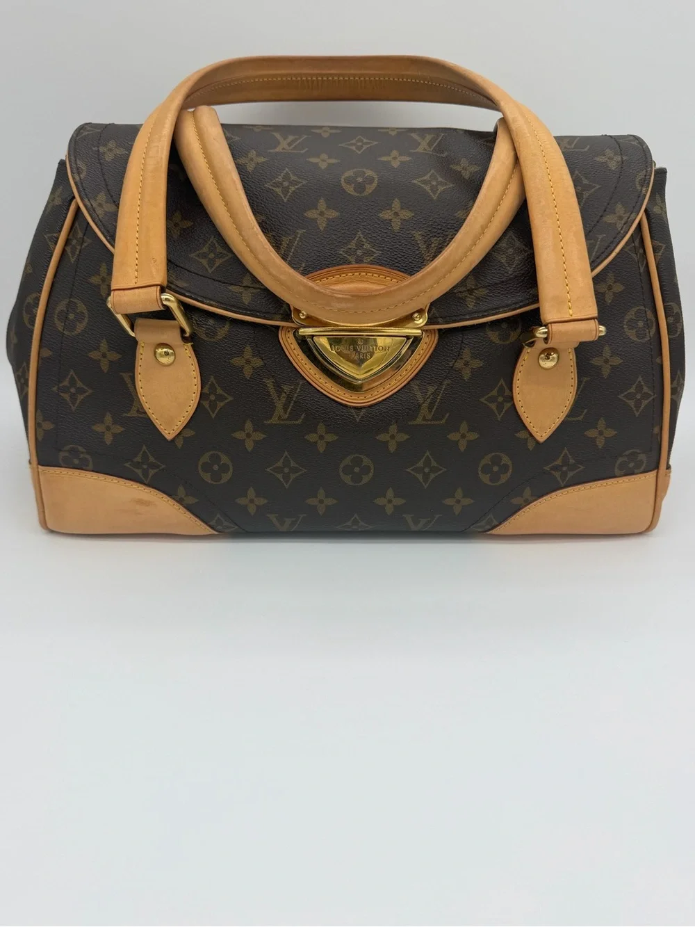 Louis Vuitton Beverly Brown Monogram Satchel with Tan Leather Trim